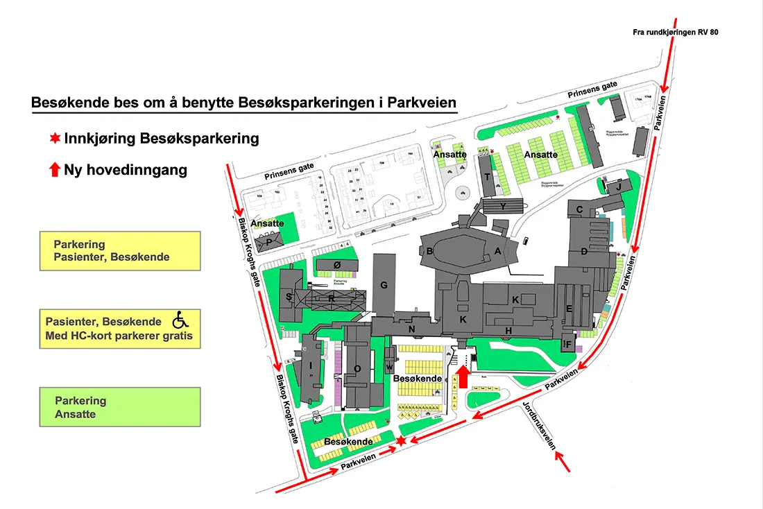 Kart over parkeringen i Bodø sentrum